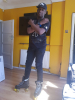 Practising roller skating 